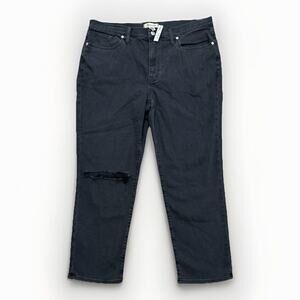 NWT MADEWELL The Girl Jean Straight Leg Black Denim Jeans‎ Women's Size W 32